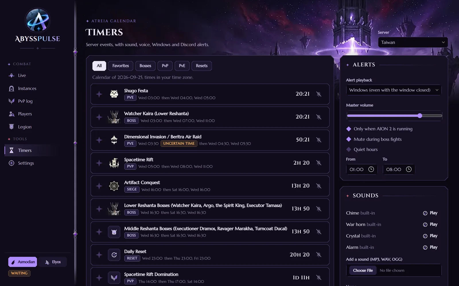 Event-Timer von AION 2 mit Countdown